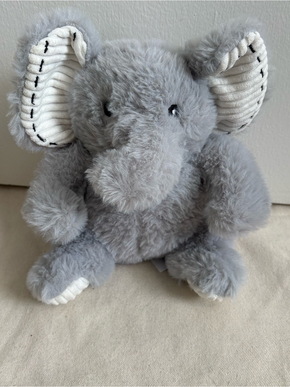 Modern Baby Elephant Plush Stuffed Animal Gray/White Super Soft
